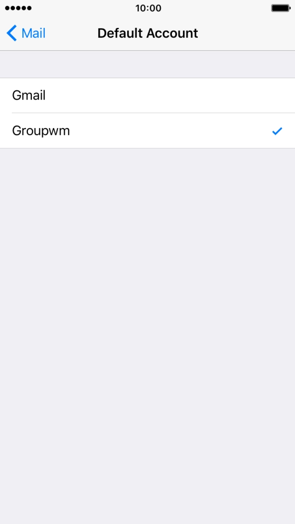 Press the required email account to select the email account as your default account. Press the required email account to select the email account as your default account.