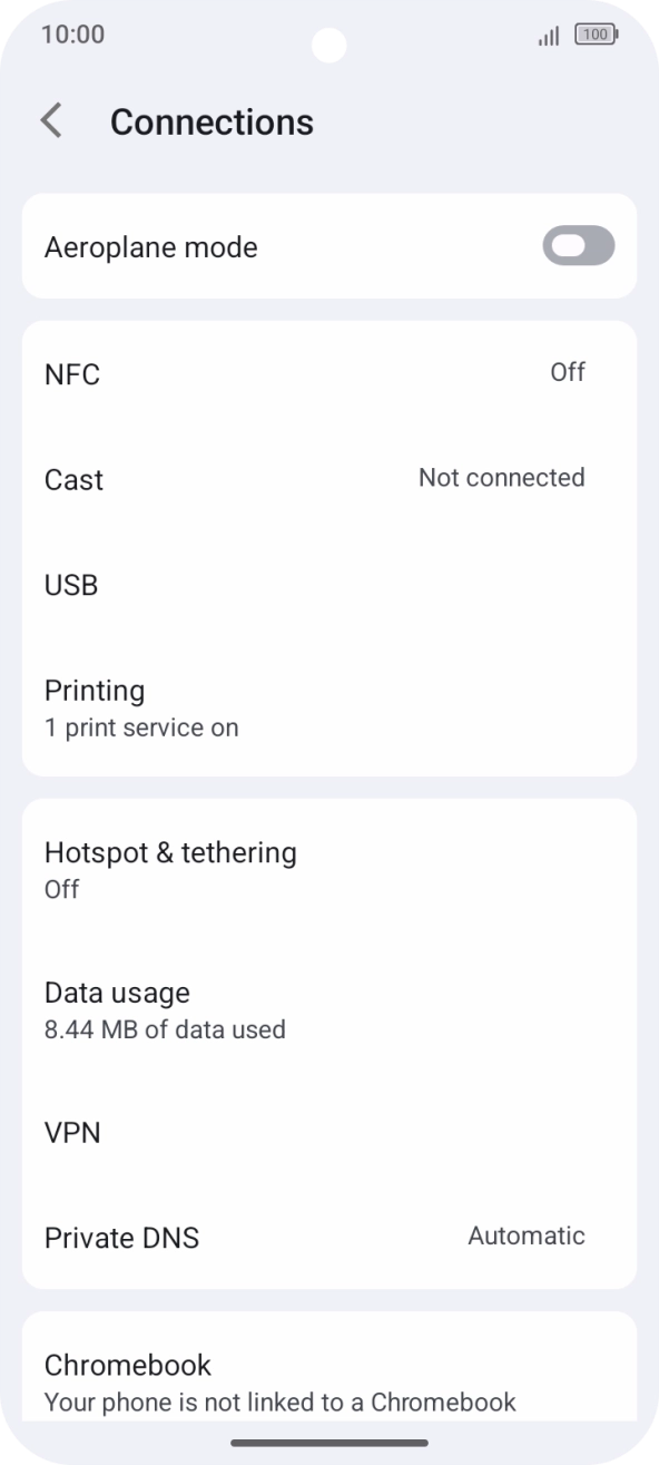 Press Data usage.