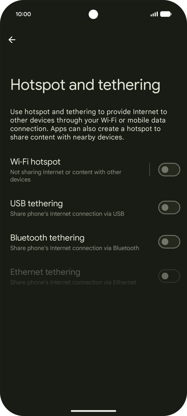 Press Wi-Fi hotspot. Press Wi-Fi hotspot.