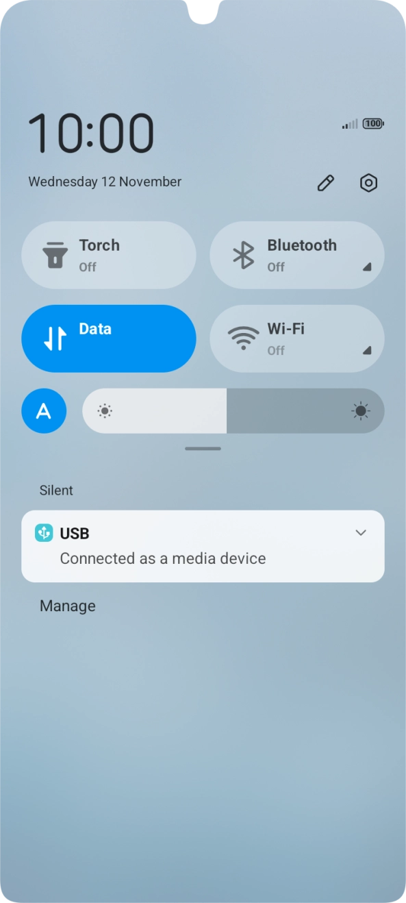 Press the USB icon. Press the USB icon.