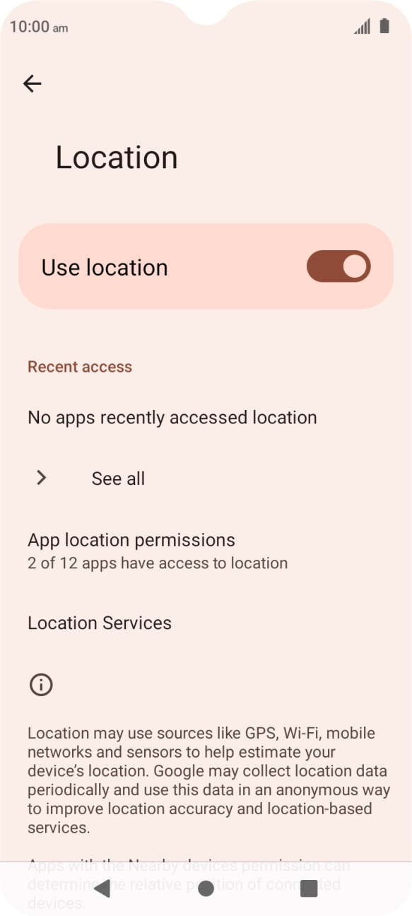 Press App location permissions. Press App location permissions.