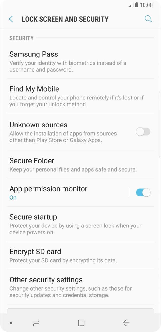 Press Other security settings. Press Other security settings.