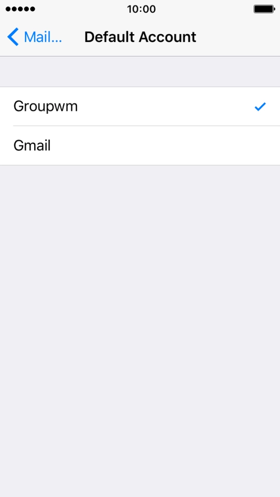 Press the required email account to select the email account as your default account. Press the required email account to select the email account as your default account.