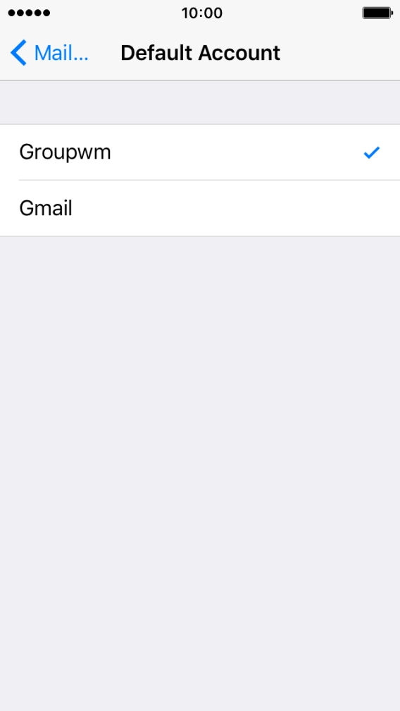 Press the required email account to select the email account as your default account. Press the required email account to select the email account as your default account.