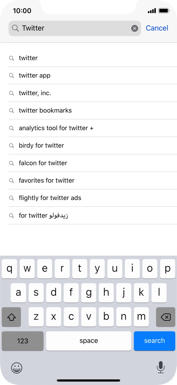 Key in Twitter and press search.
