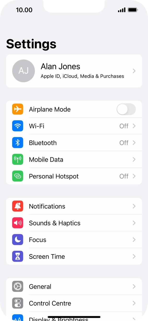 Press Mobile Data.