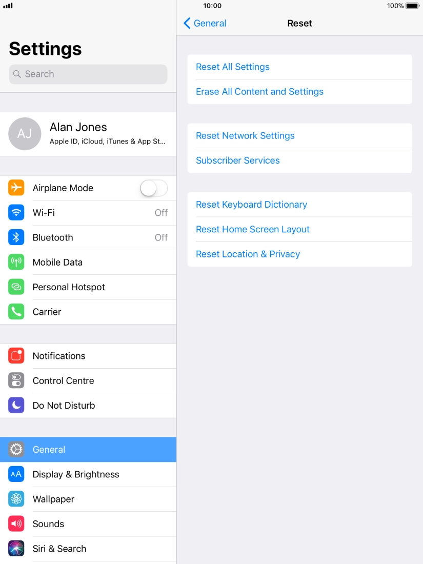 Press Reset All Settings. Press Reset All Settings.