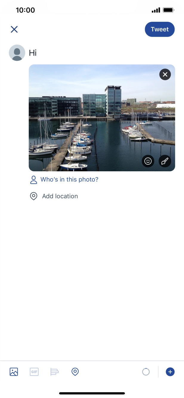 Write the required text and press Tweet. Write the required text and press Tweet.