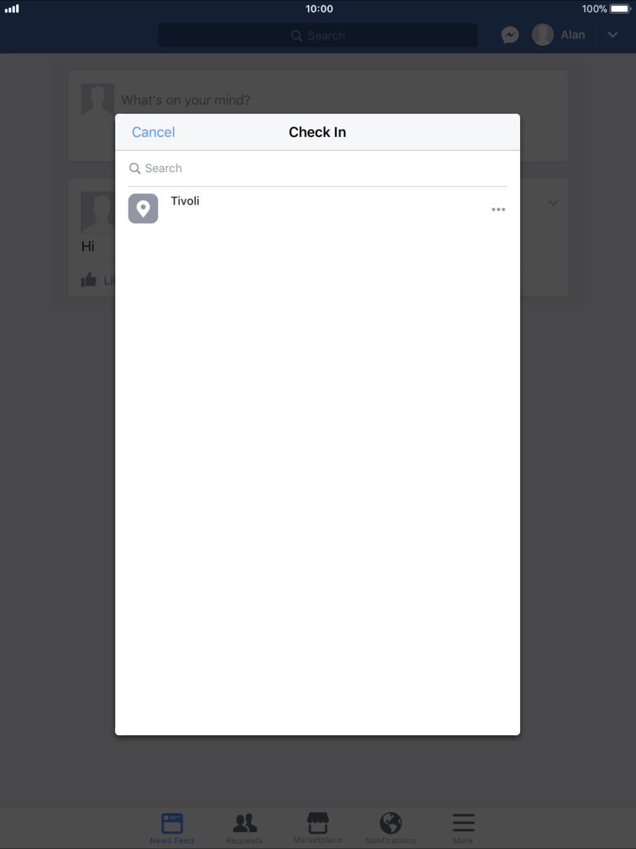 Press the search field. Press the search field.