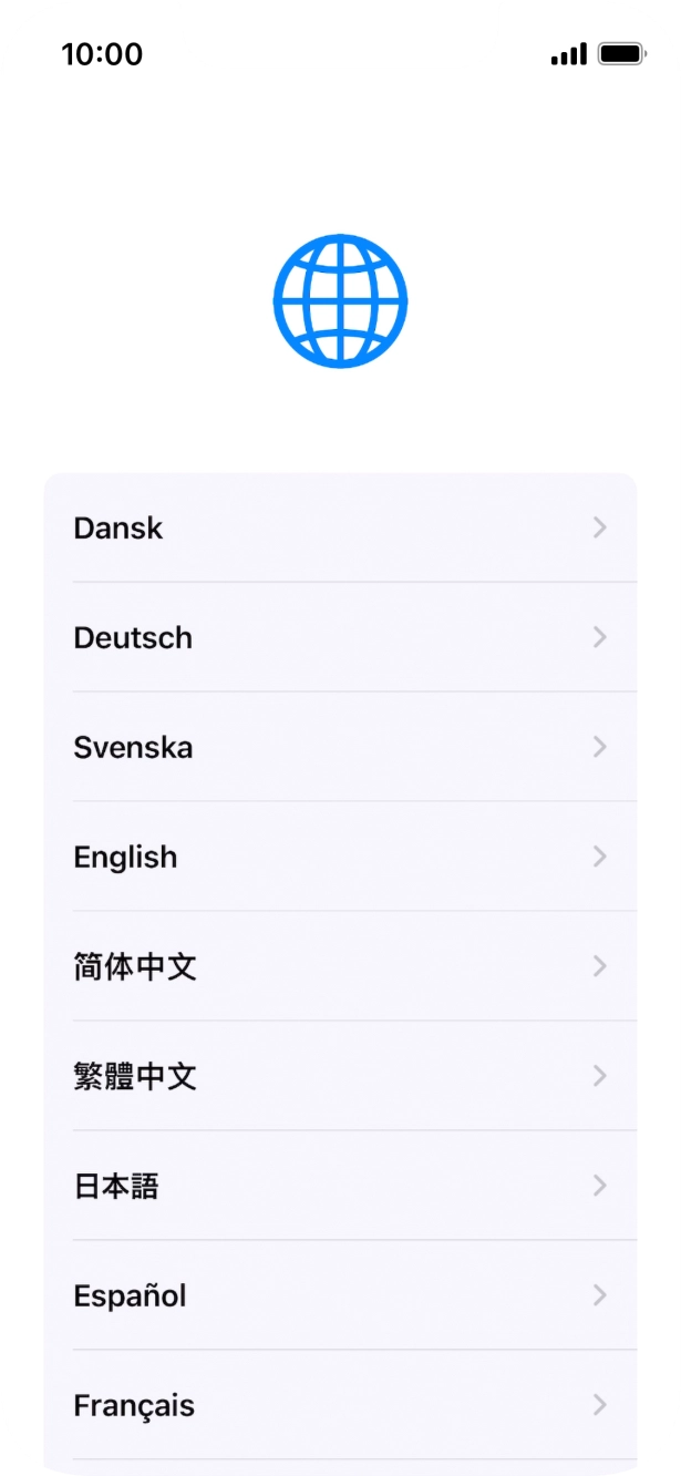 Press the required language. Press the required language.