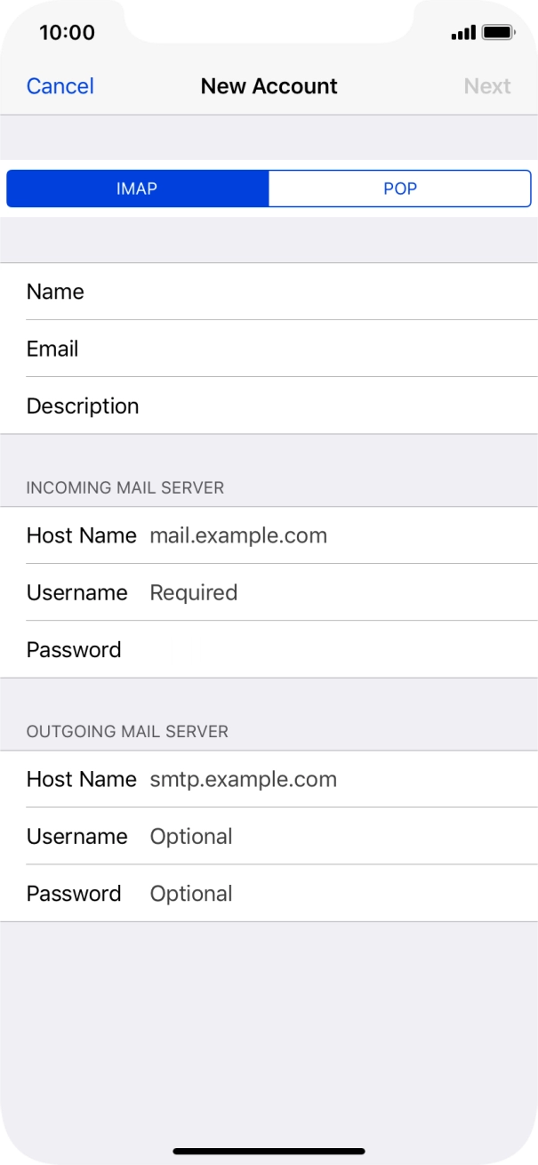 Press IMAP.