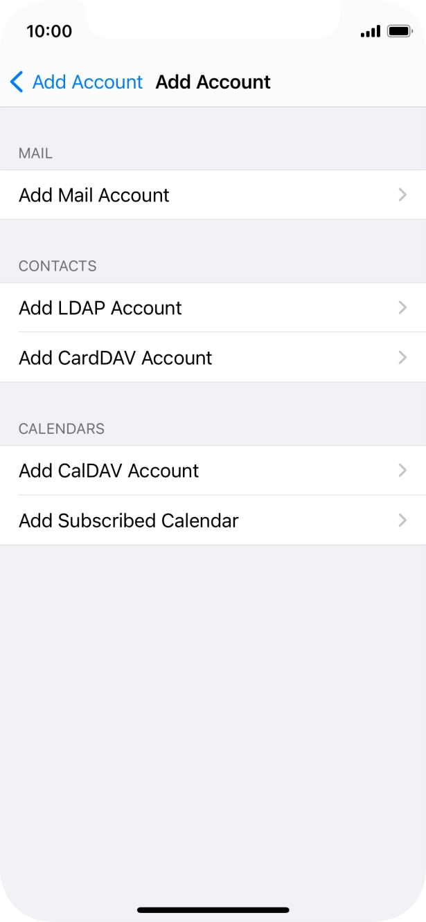 Press Add Mail Account. Press Add Mail Account.