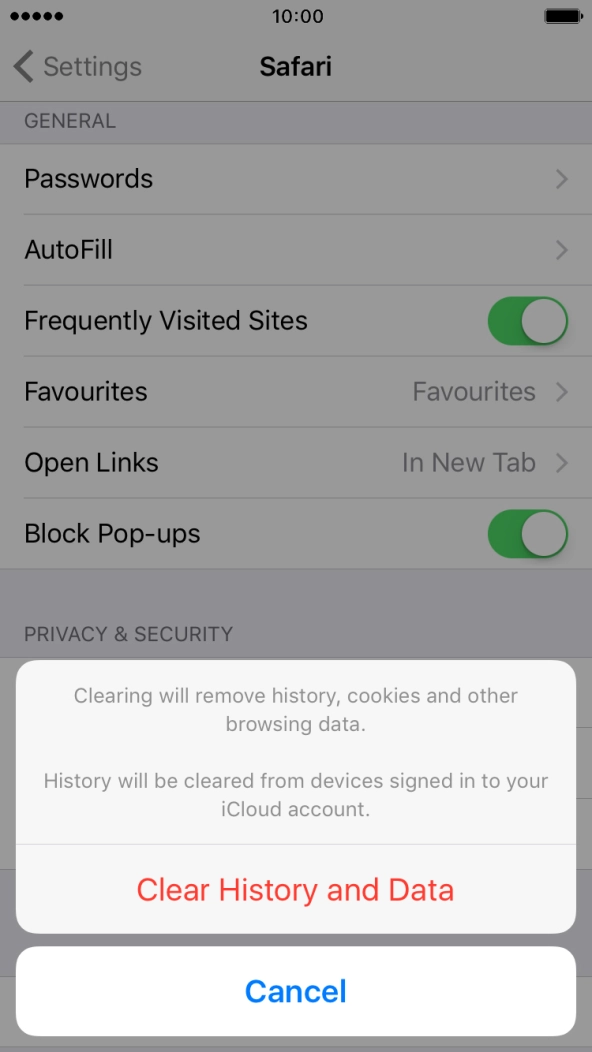 Press Clear History and Data. Press Clear History and Data.