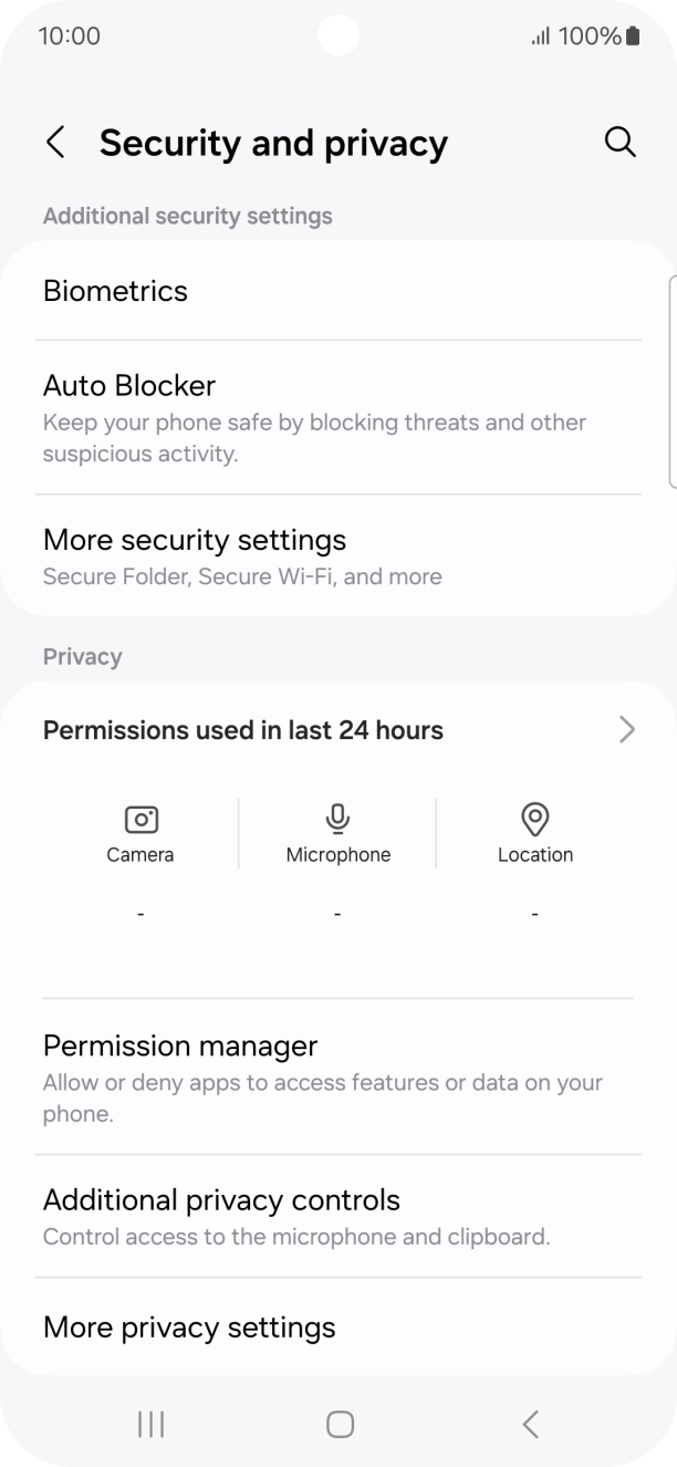 Press More security settings. Press More security settings.