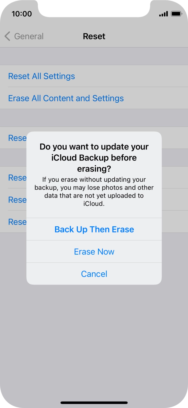 Press the required setting. Press the required setting.