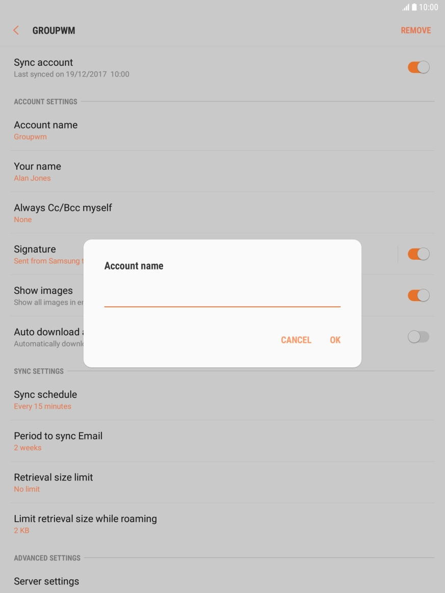 Key in the required name and press OK. Key in the required name and press OK.