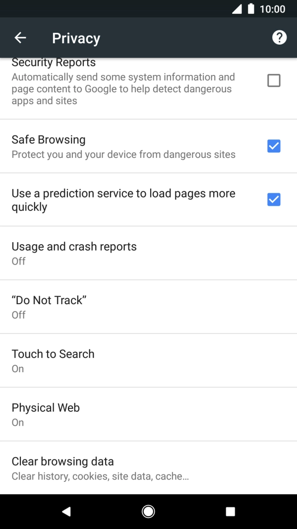 Press Clear browsing data.