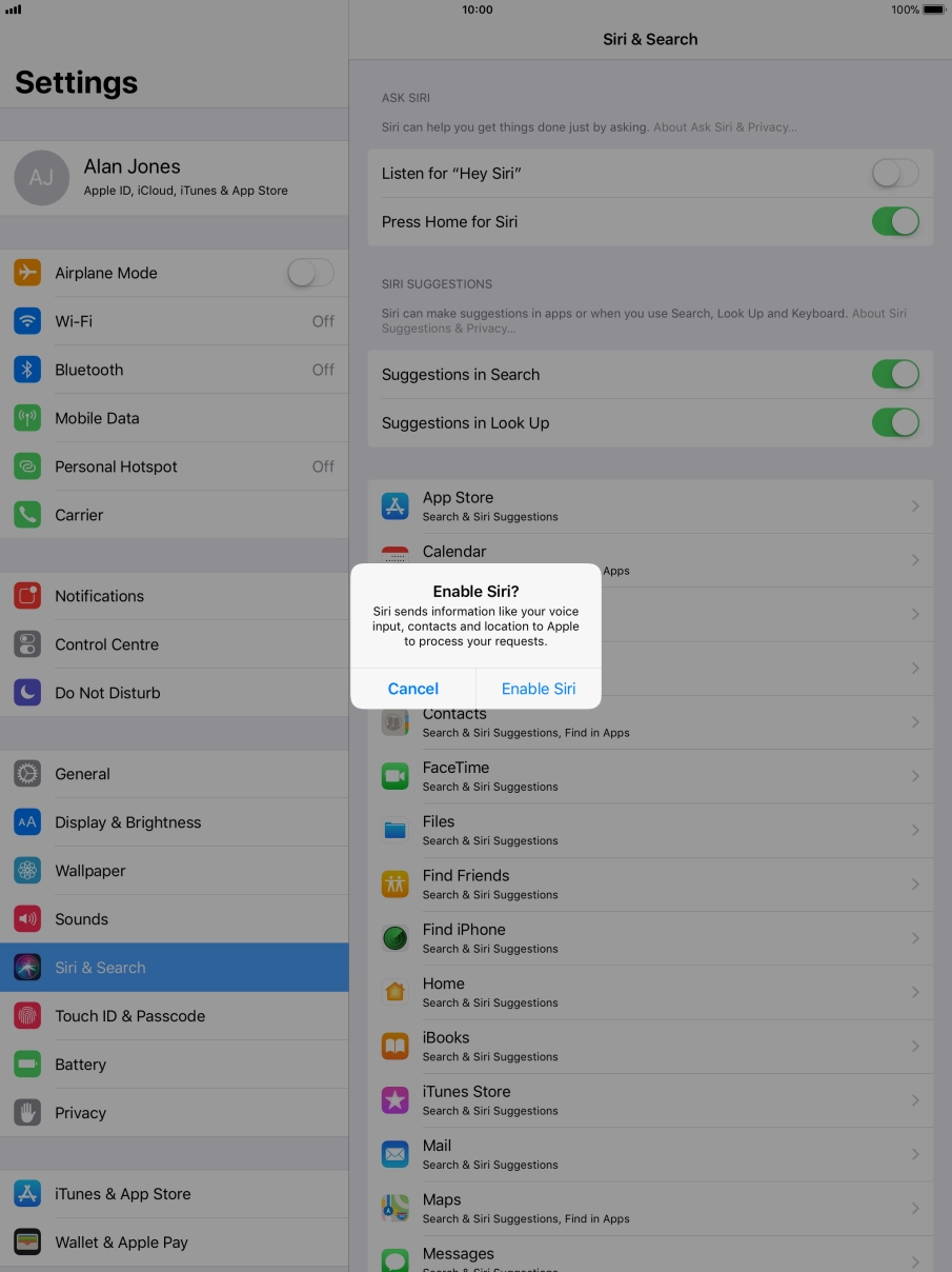 Press Enable Siri.