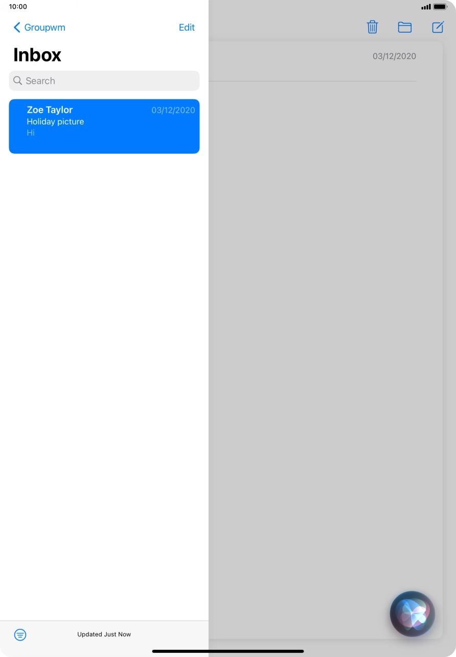 Press the new email icon. Press the new email icon.