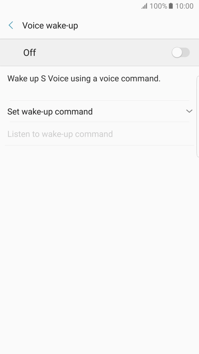 Press the indicator and follow the instructions on the screen to record a command for voice control activation. Press the indicator and follow the instructions on the screen to record a command for voice control activation.