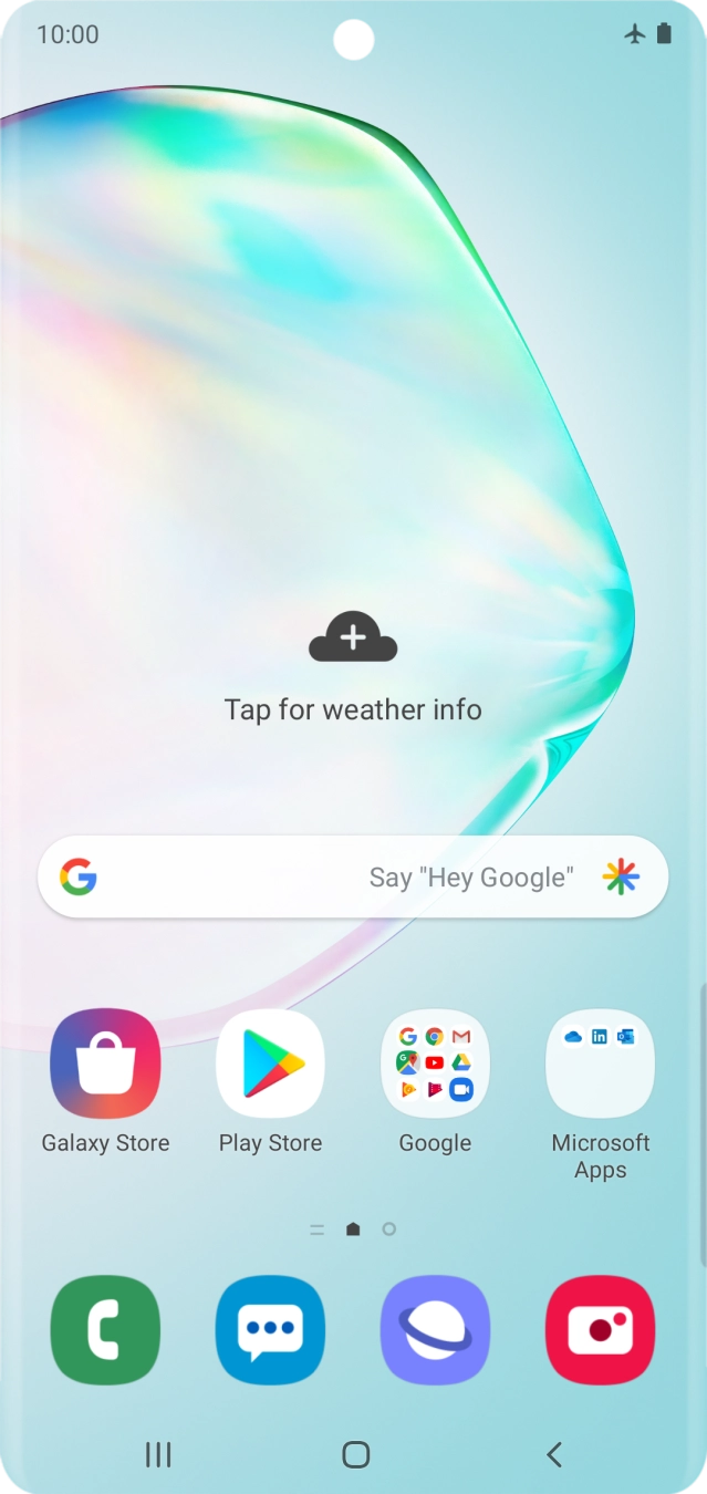 The flight mode icon shows that flight mode is turned on.