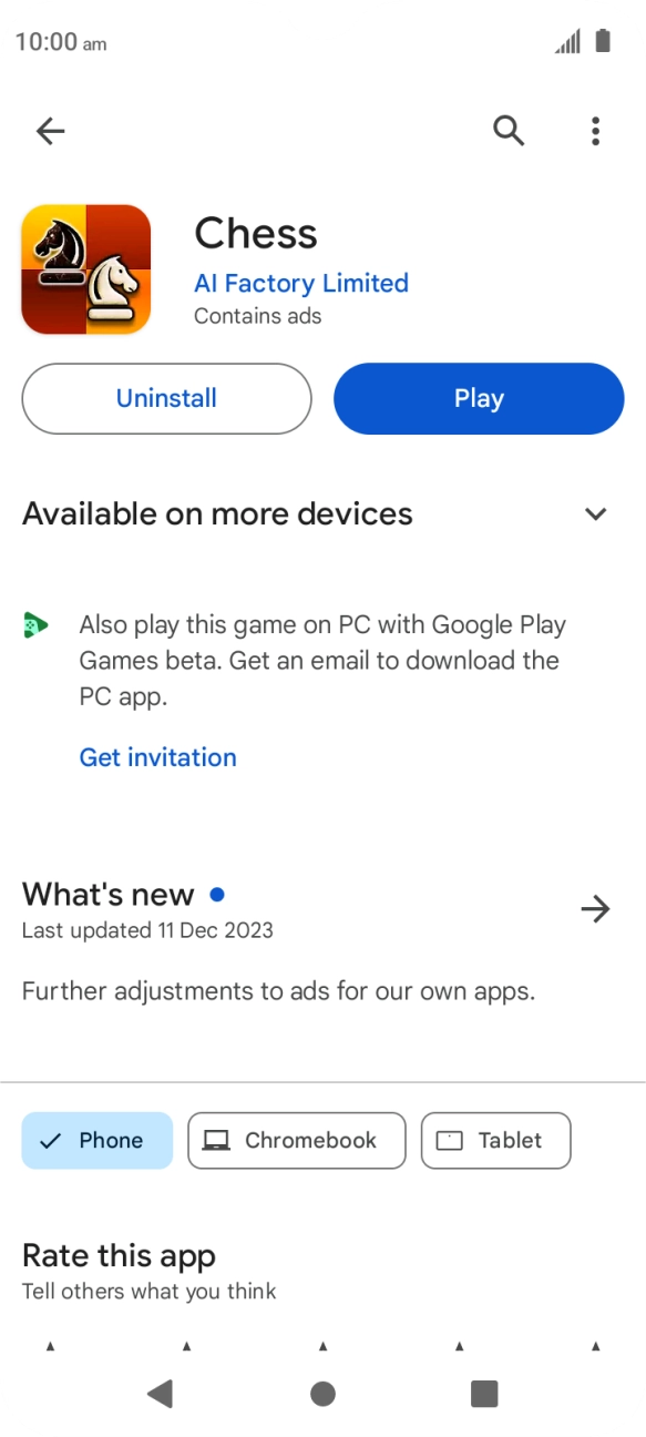 Press Uninstall.