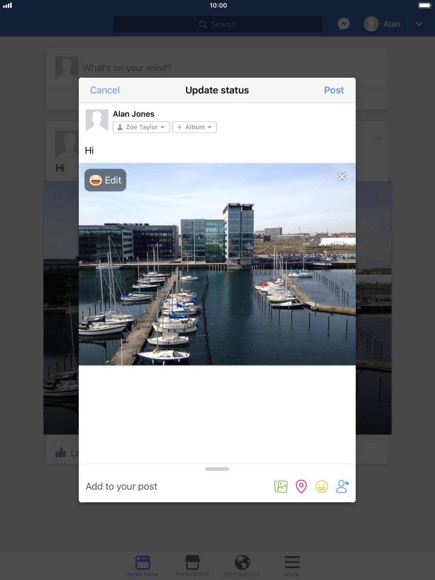 Write the required text and press Post. Write the required text and press Post.
