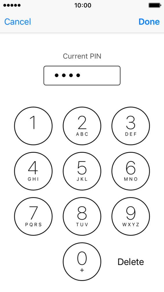 Key in your current PIN and press Done. Key in your current PIN and press Done.