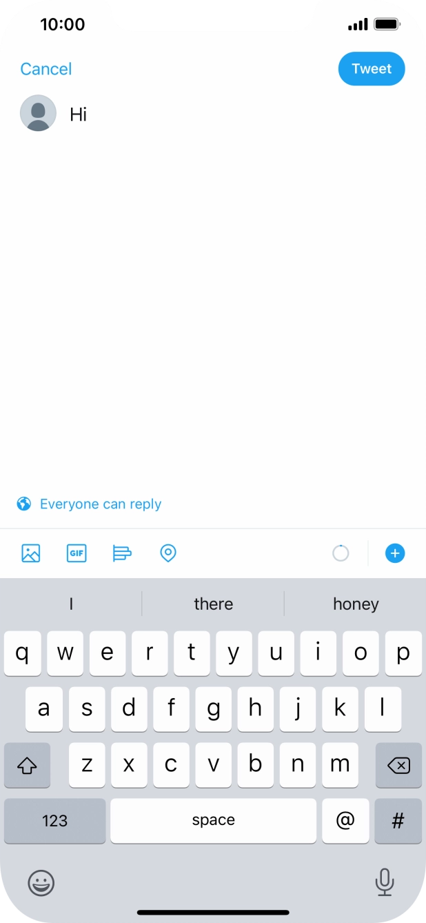 Write the required text and press Tweet. Write the required text and press Tweet.