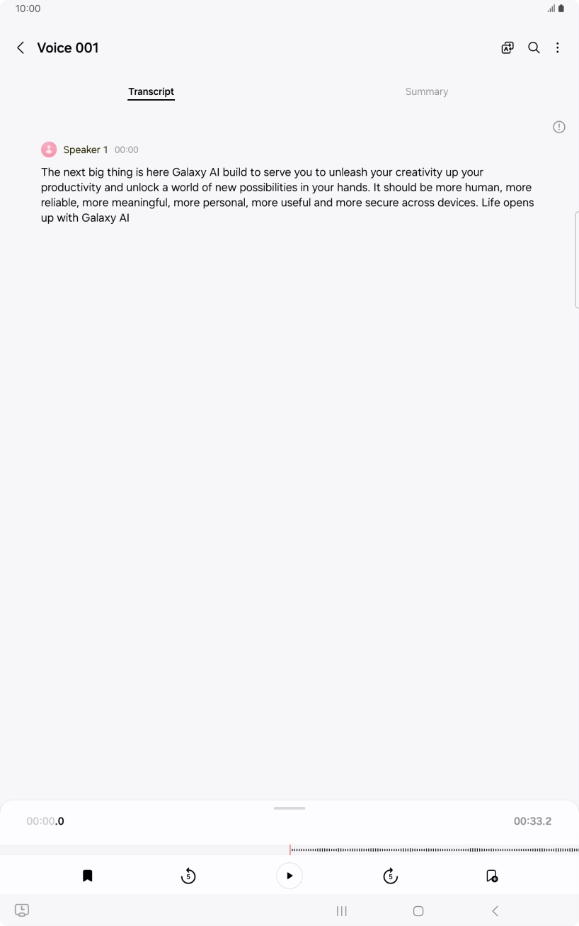 To view a summary of the text, press Summary. To view a summary of the text, press Summary.