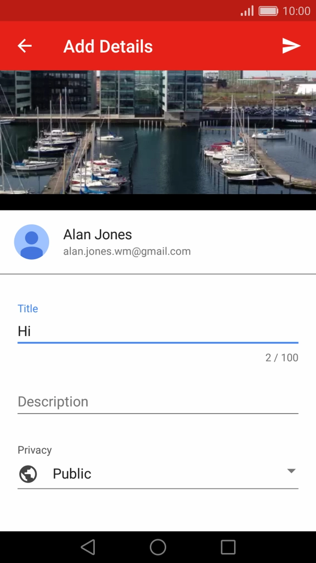Key in the required text and press the upload icon.