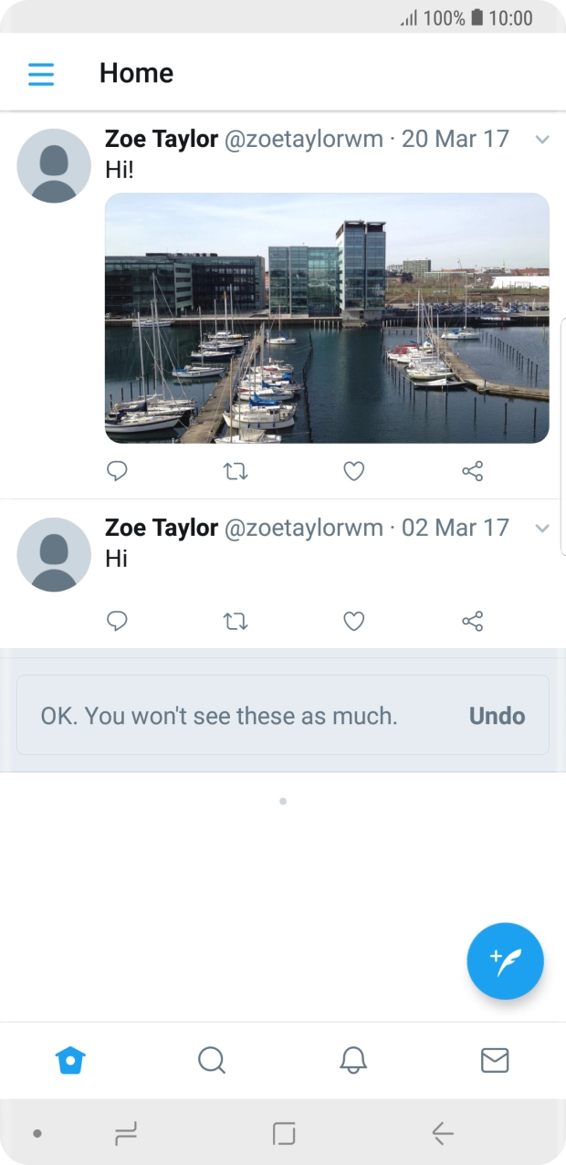 Press the new tweet icon. Press the new tweet icon.