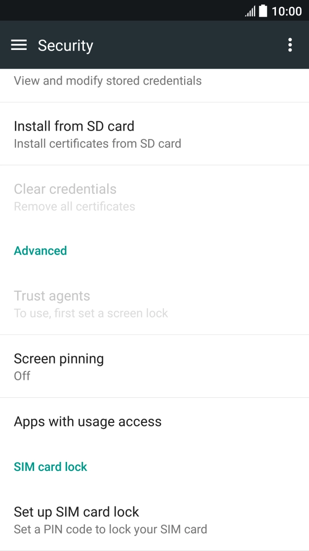 Press Set up SIM card lock. Press Set up SIM card lock.
