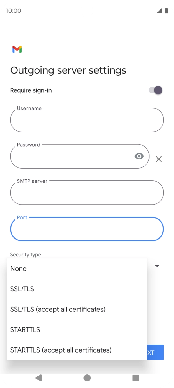 Press SSL/TLS. Press SSL/TLS.