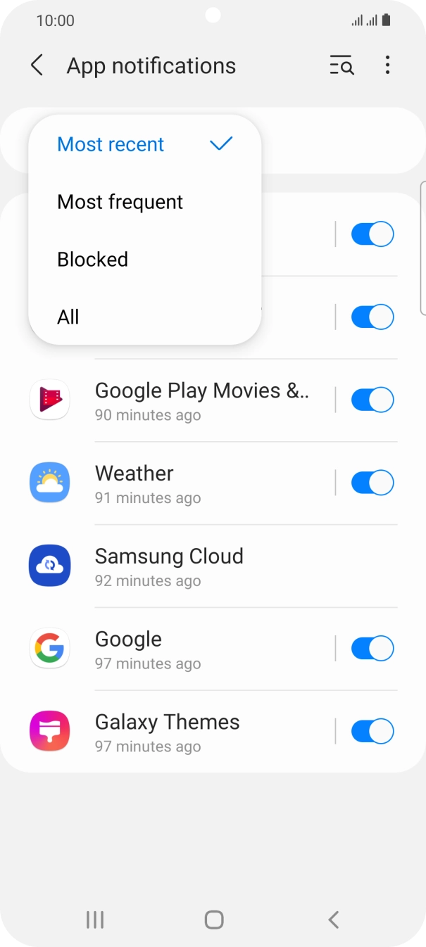 Press the required setting. Press the required setting.