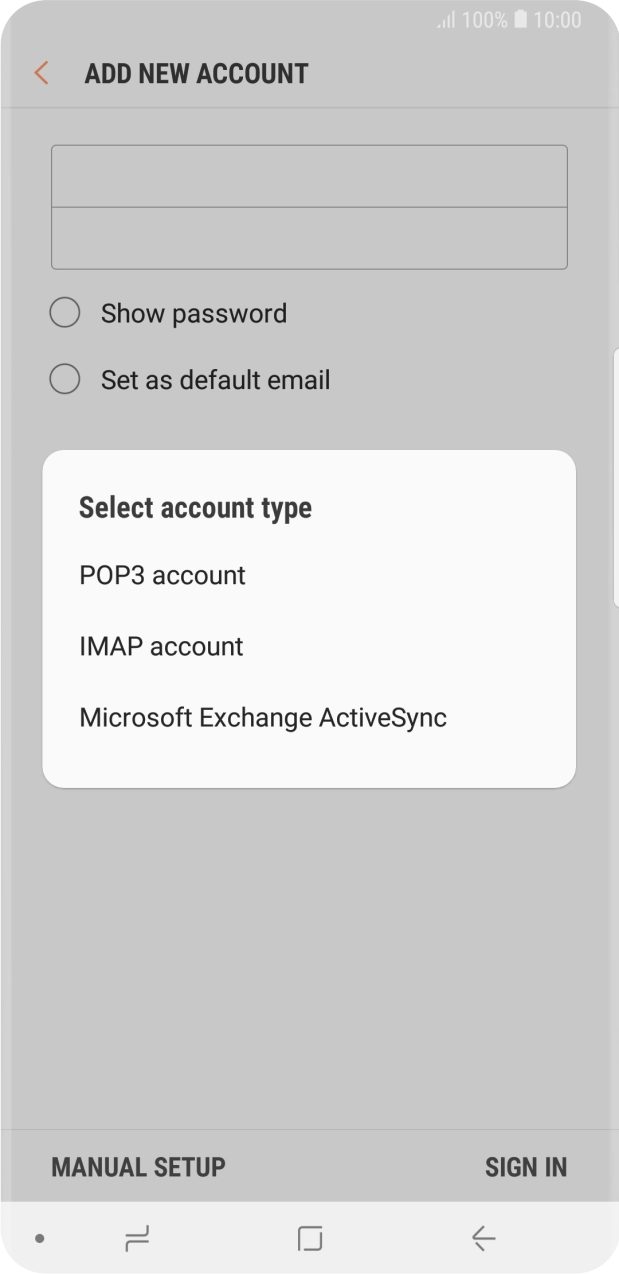 Press POP3 account. Press POP3 account.