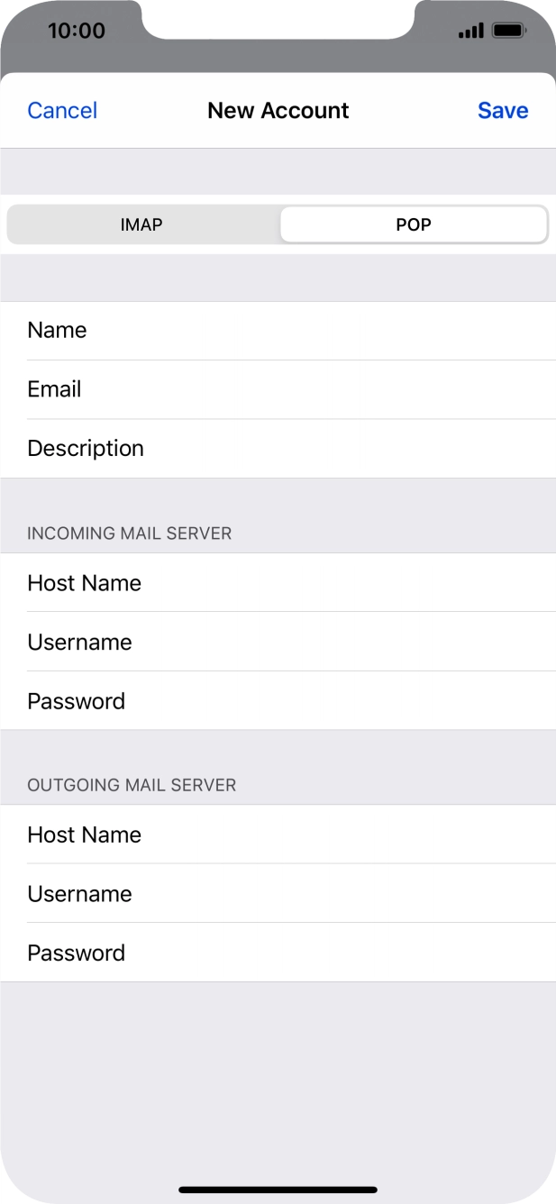 Press Save. Your email account has now been set up. To select more settings for incoming and outgoing server, proceed with the following steps. Press Save. Your email account has now been set up. To select more settings for incoming and outgoing server, proceed with the following steps.