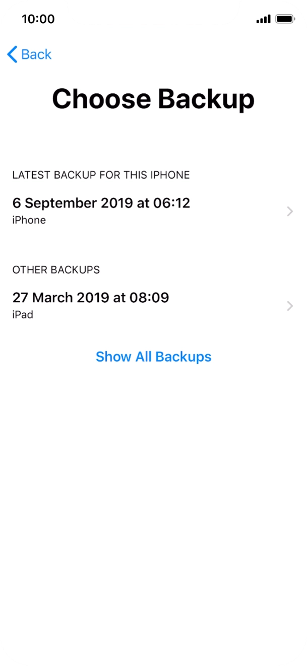 Press the required backup and your phone restores the content of the selected backup. Subsequently, follow the instructions on the screen to set up your phone and prepare it for use. Press the required backup and your phone restores the content of the selected backup. Subsequently, follow the instructions on the screen to set up your phone and prepare it for use.