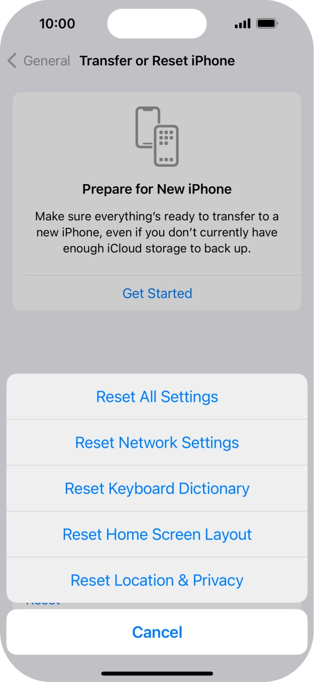 Press Reset All Settings. Press Reset All Settings.