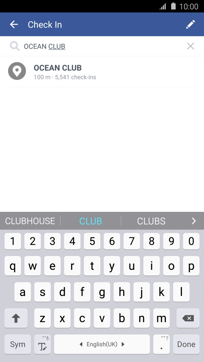 Press the required location.