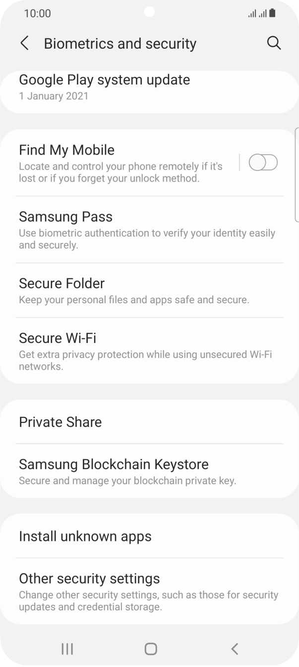 Press Other security settings. Press Other security settings.
