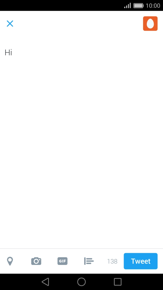 Write the required text and press Tweet. Write the required text and press Tweet.