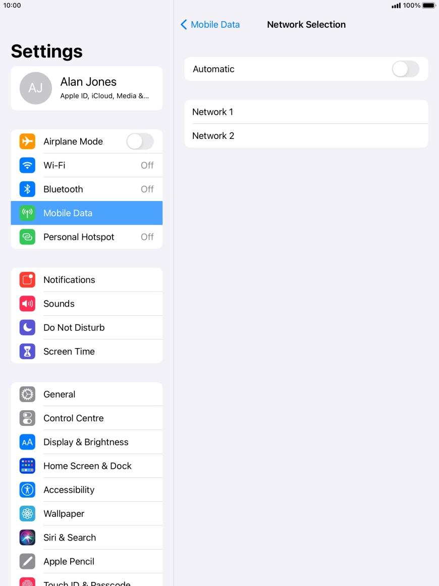 If you turn off the function, press the required network.