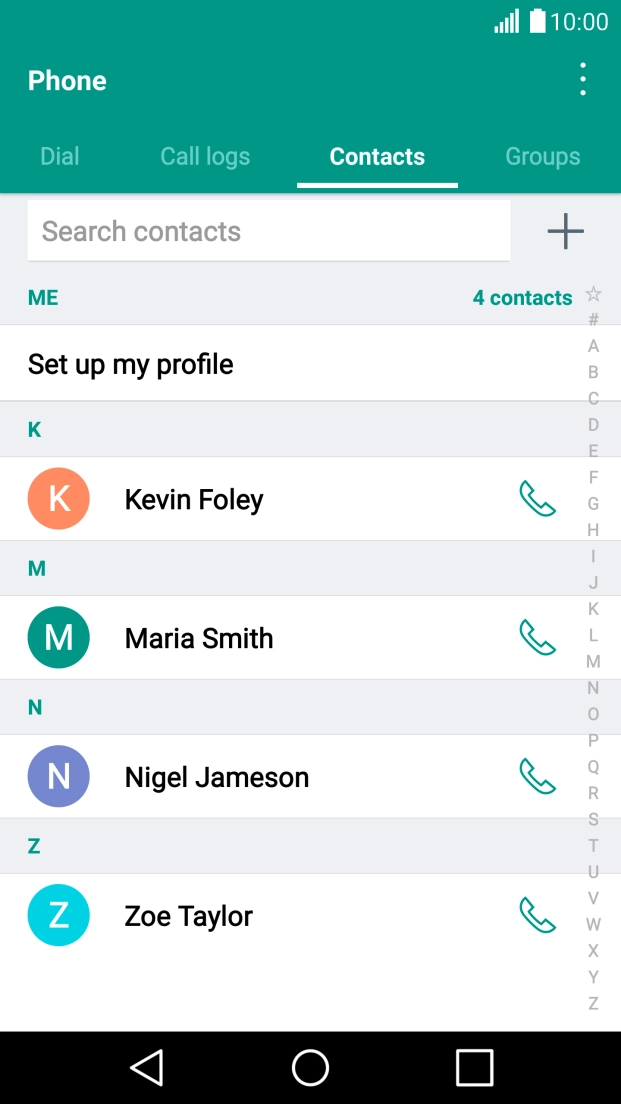 Press the required contact. Press the required contact.