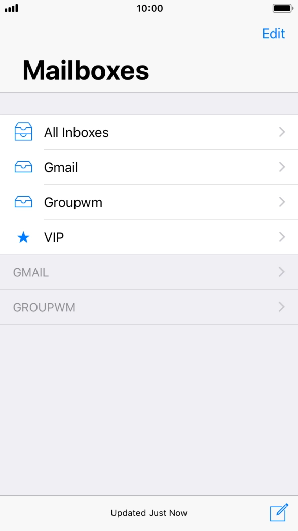 Press the required email account. Press the required email account.