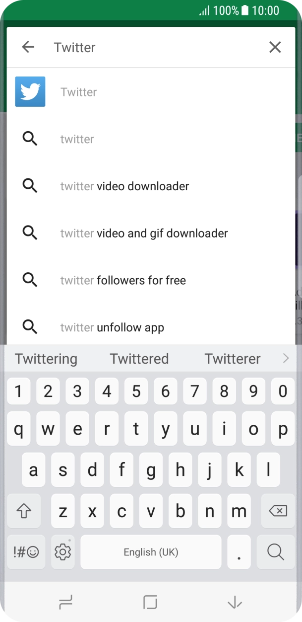Key in Twitter and press the search icon. Key in Twitter and press the search icon.