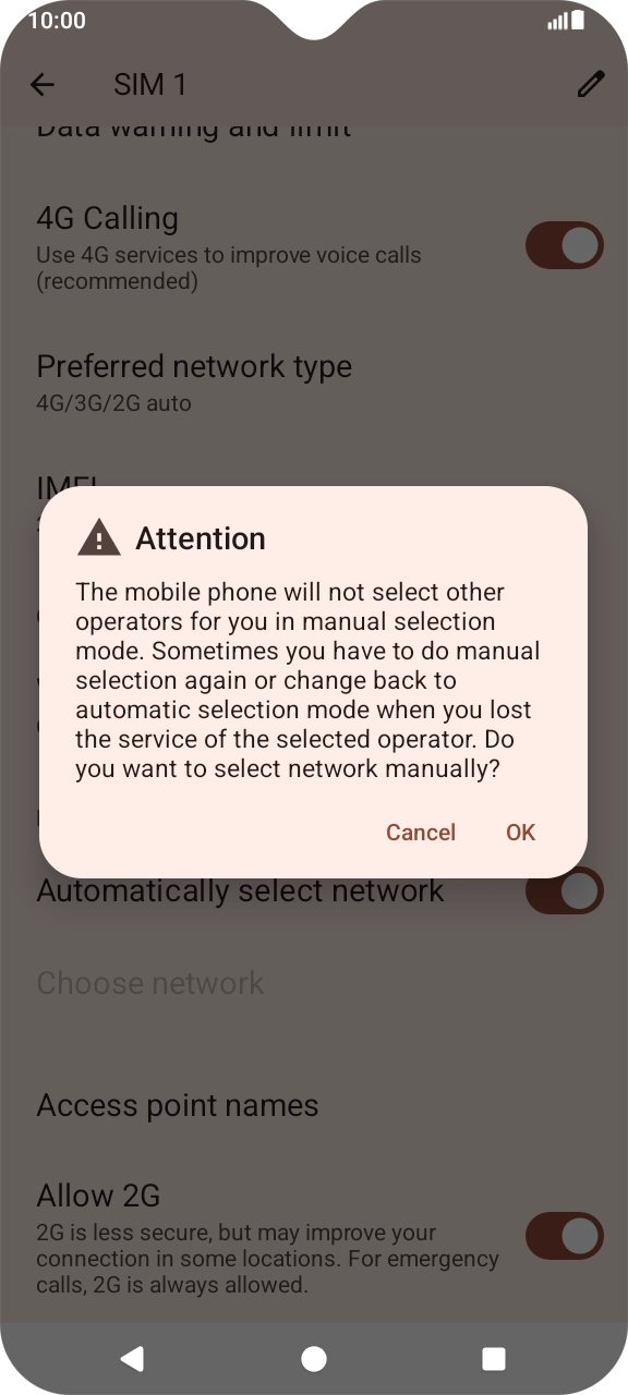 Press the required network. Press the required network.