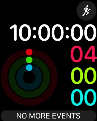 Slide your finger right starting from the left side of the screen to go back to the original watch face.