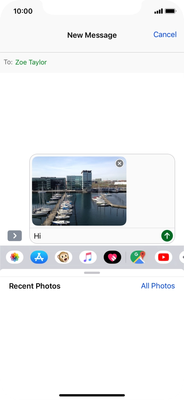 Press the send icon. Press the send icon.