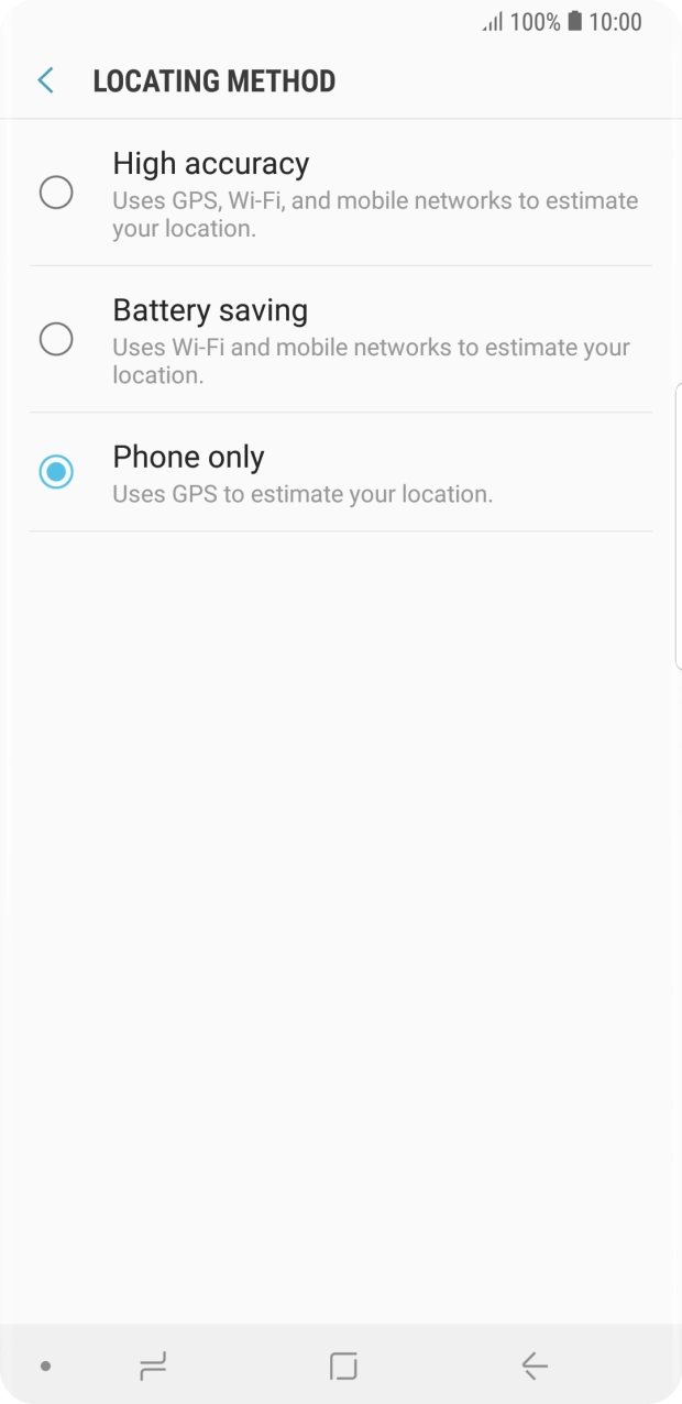 If you select High accuracy, your phone can find your exact position using the GPS satellites, the mobile network and nearby Wi-Fi networks. Satellite-based GPS requires a clear view of the sky. If you select High accuracy, your phone can find your exact position using the GPS satellites, the mobile network and nearby Wi-Fi networks. Satellite-based GPS requires a clear view of the sky.